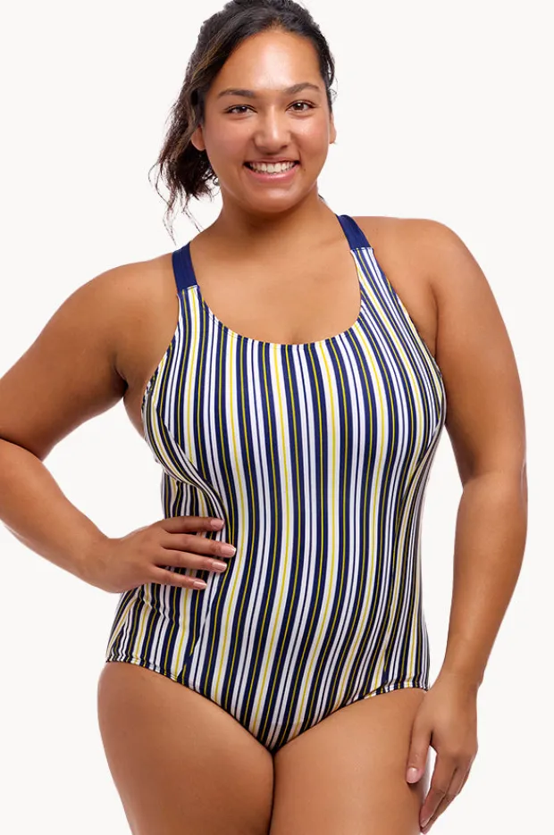 Women Funkita Admiralty Stripe Brace Me Back One Piece