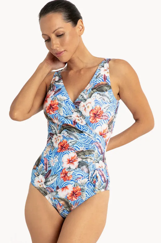 Women Jantzen Africa Gathered Cross Over One Piece