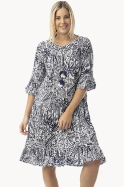 Women Orientique Aksharay Frill Sleeve Pleat Dress