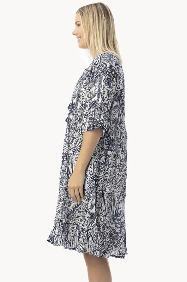 Women Orientique Aksharay Frill Sleeve Pleat Dress