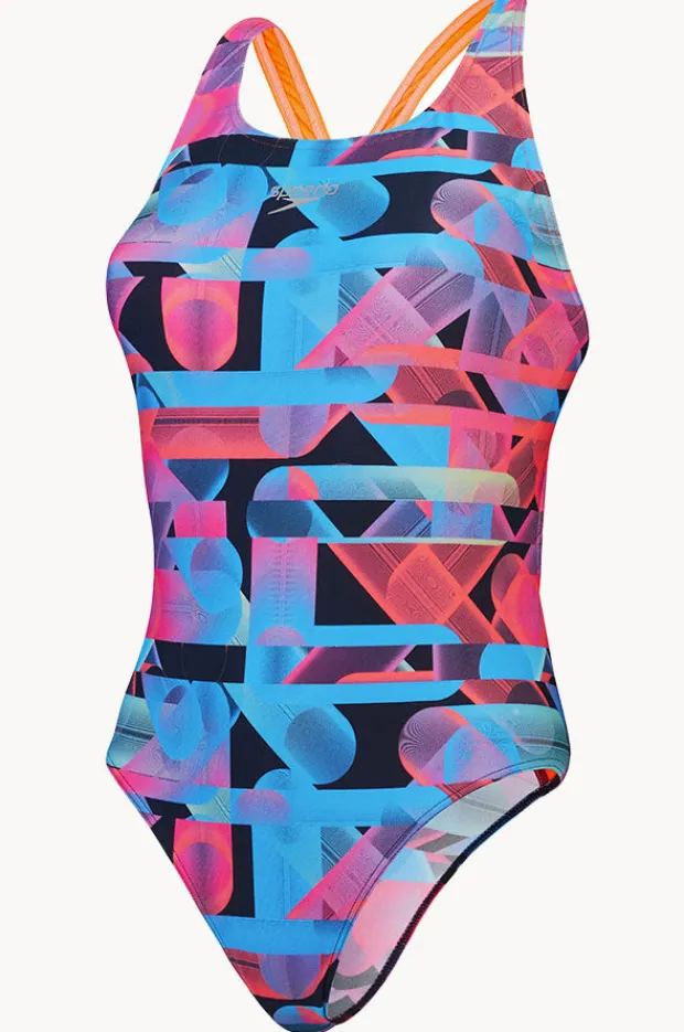 Women Speedo Allover Digital Powerback One Piece