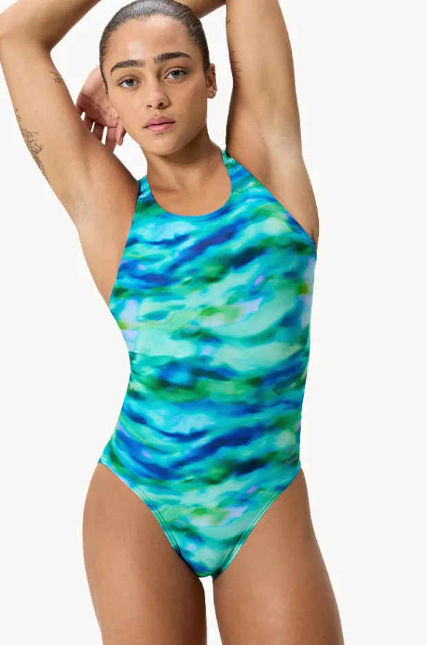 Women Speedo Allover Printed Leaderback One Piece