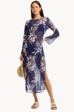 Women Sea Level Aloha Mesh Long Dress