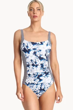 Women Jantzen Anchor Ruched Square Neck One Piece