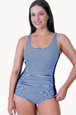 Women Jantzen Anchor Stripe Pintuck One Piece