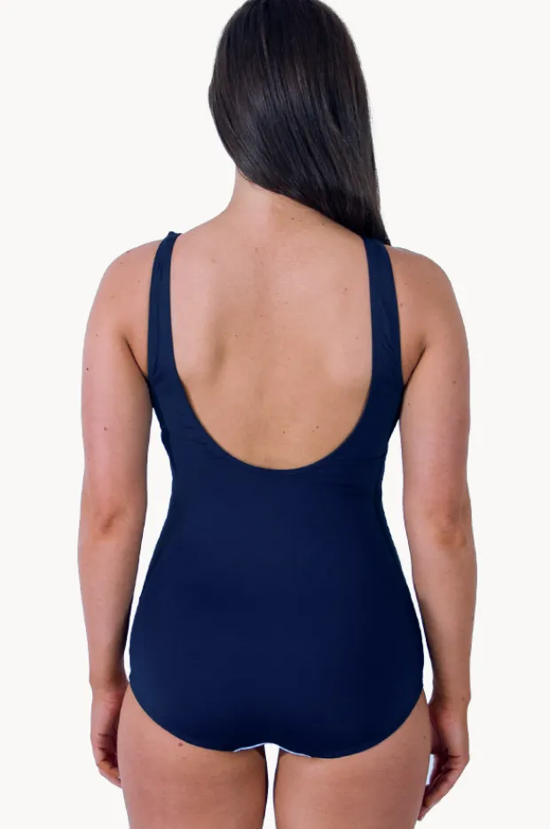 Women Jantzen Anchor Stripe Pintuck One Piece