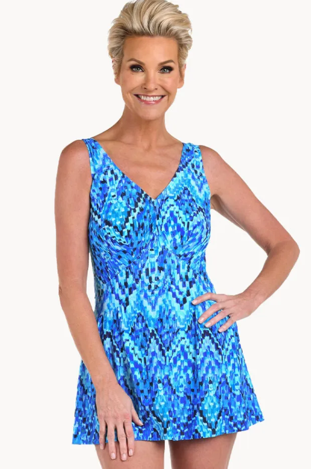 Women Maxine Artisan Ikat Empire Swim Dress