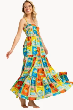 Women Roxy Atlas Sunshine Coastline Maxi Dress