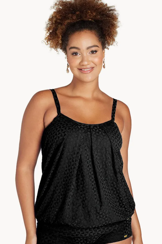 Women Genevieve Aztec Jacquard Blouson Tankini Separate