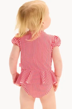 Seafolly Girls Baby Girls Textured Stripe Peplum Sunsuit