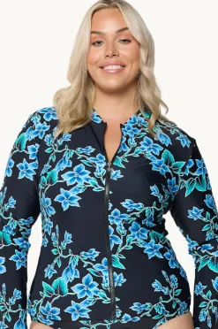 Women Capriosca Bahamas Blue Long Sleeve Suntop