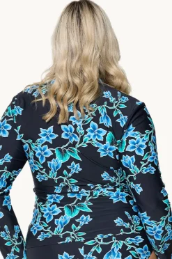 Women Capriosca Bahamas Blue Long Sleeve Suntop