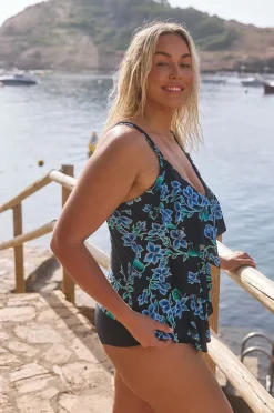 Women Capriosca Bahamas Blue Tiered Frill Tankini Separate