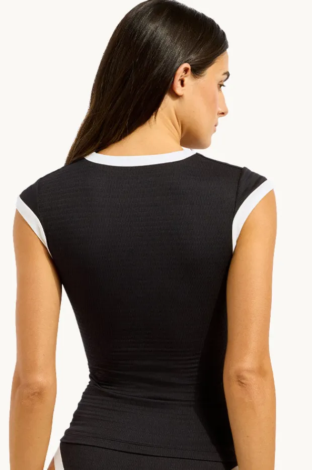 Women Seafolly Bandwave Cap Sleeve Suntop