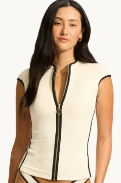 Women Seafolly Beach Bound Cap Sleeve Suntop