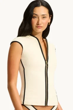 Women Seafolly Beach Bound Cap Sleeve Suntop