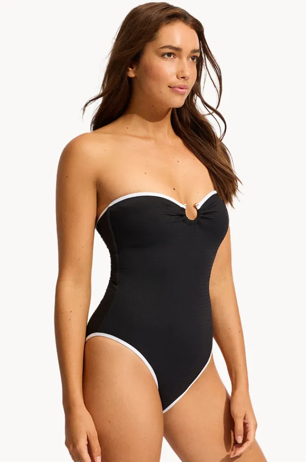 Women Seafolly Beach Bound Ring Front Bandeau One Piece