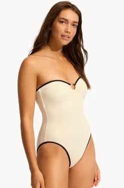 Women Seafolly Beach Bound Ring Front Bandeau One Piece