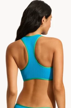 Women Seafolly Beach Bound Zip Front Action Back Tank