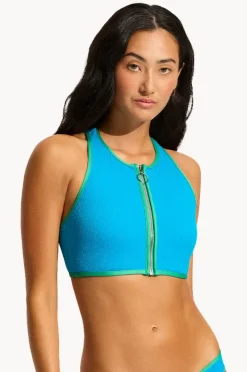 Women Seafolly Beach Bound Zip Front Action Back Tank