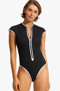 Women Seafolly Beach Bound Zip Front One Piece