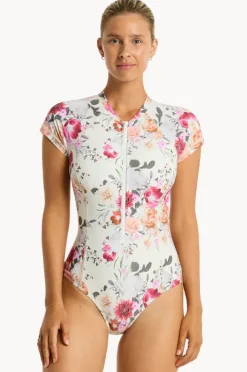 Women Sea Level Belle Short Sleeve Sunsuit