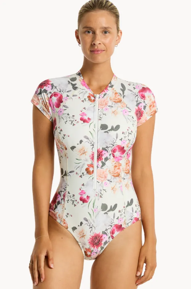 Women Sea Level Belle Short Sleeve Sunsuit