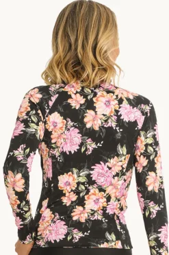 Women Jantzen Bloom Long Sleeve Zip Suntop