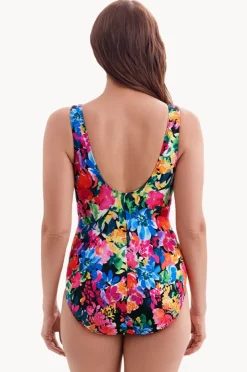 Women Longitude Blooming Bouquet Ruffle Cross Over One Piece