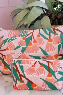 Women Annabel Trends Blossom Branches Large Linen Cosmetic Bag