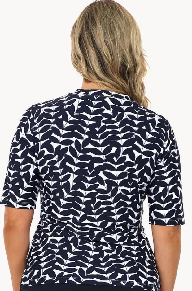 Women Babes In The Shade Blue Acacia Short Sleeve Suntop