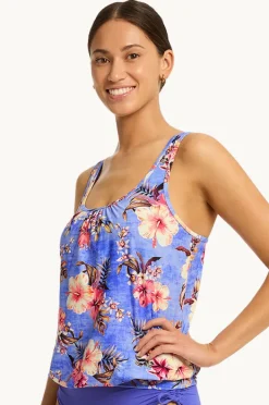 Women Sea Level Blue Hawaii Blouson Tankini Separate