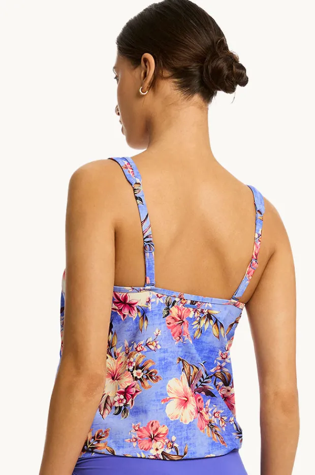 Women Sea Level Blue Hawaii Blouson Tankini Separate