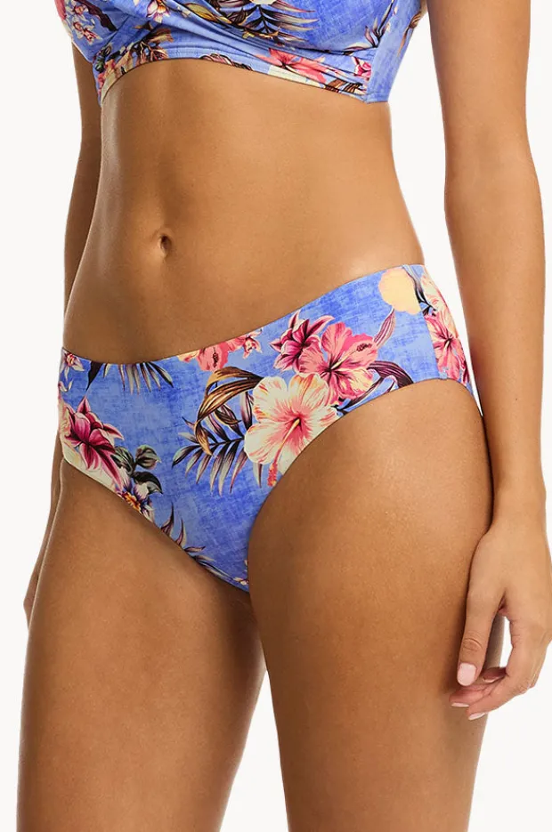 Women Sea Level Blue Hawaii Mid Bikini Pant