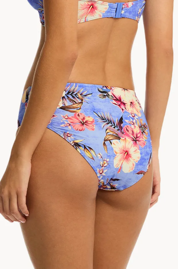 Women Sea Level Blue Hawaii Mid Bikini Pant