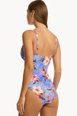 Women Sea Level Blue Hawaii Spliced One Piece