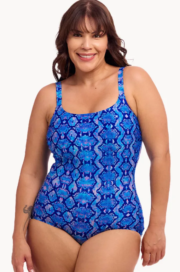 Women Funkita Blue Viper Scoop Neck One Piece
