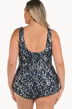 Women Maxine Brushstroke Shimmer Shirred One Piece +