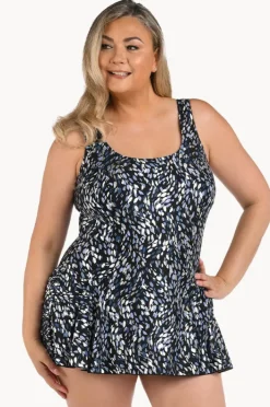 Women Maxine Brushstroke Shimmer Swim Dress +