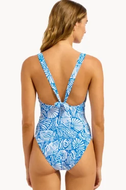 Women Seafolly C Shells Ring Front Halter One Piece