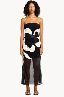 Women Jets Cactus Garden Mesh Strapless Dress