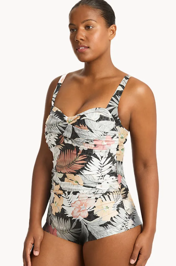 Women Sea Level Calypso Twist Front Boyleg One Piece