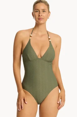 Women Sea Level Caracus Longline Halter One Piece