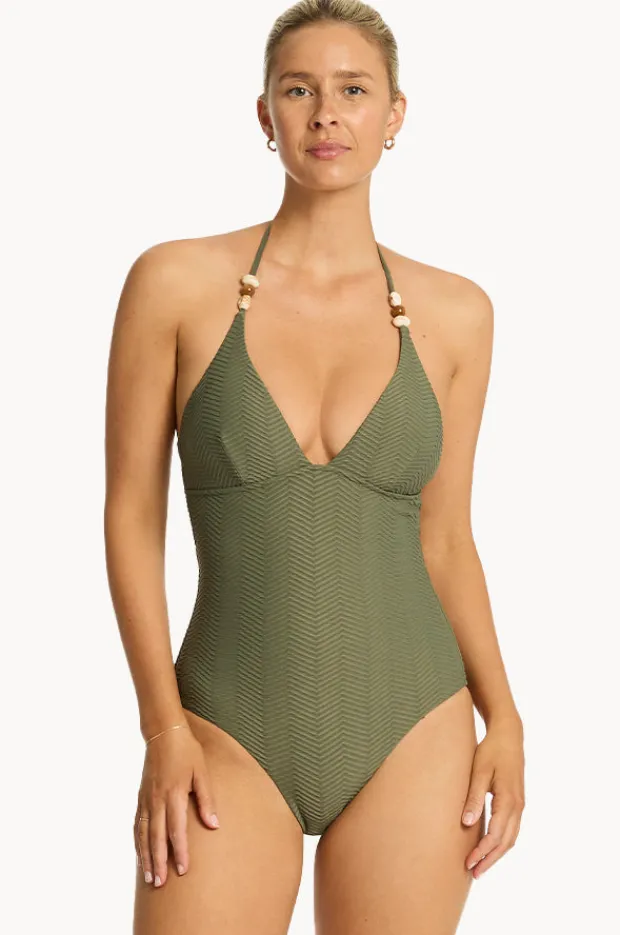 Women Sea Level Caracus Longline Halter One Piece