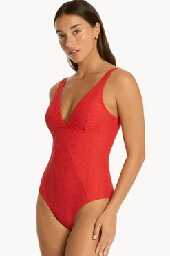 Women Sea Level Caracus Scoop Back Panel Line One Piece