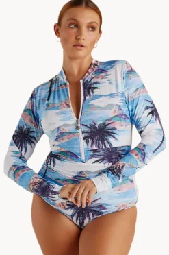 Women Sunsoaked Cartolina Ruched Long Sleeve Sunsuit