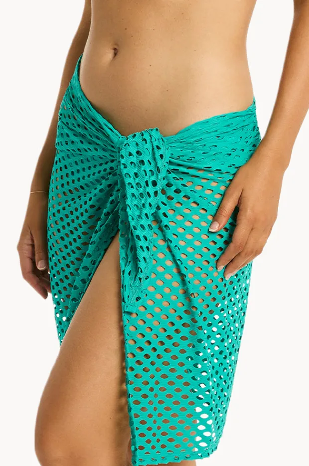 Women Sea Level Castaway Mid Length Mesh Wrap