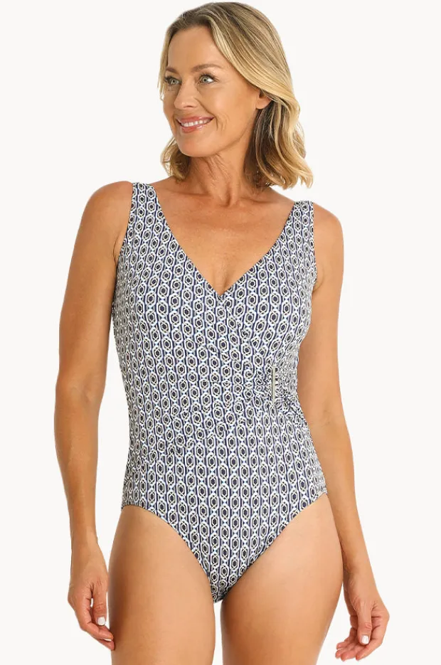 Women Jantzen Chains Bar Surplice One Piece