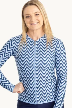 Women Babes In The Shade Chevron Long Sleeve Suntop