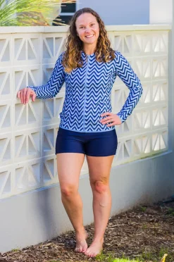 Women Babes In The Shade Chevron Long Sleeve Suntop